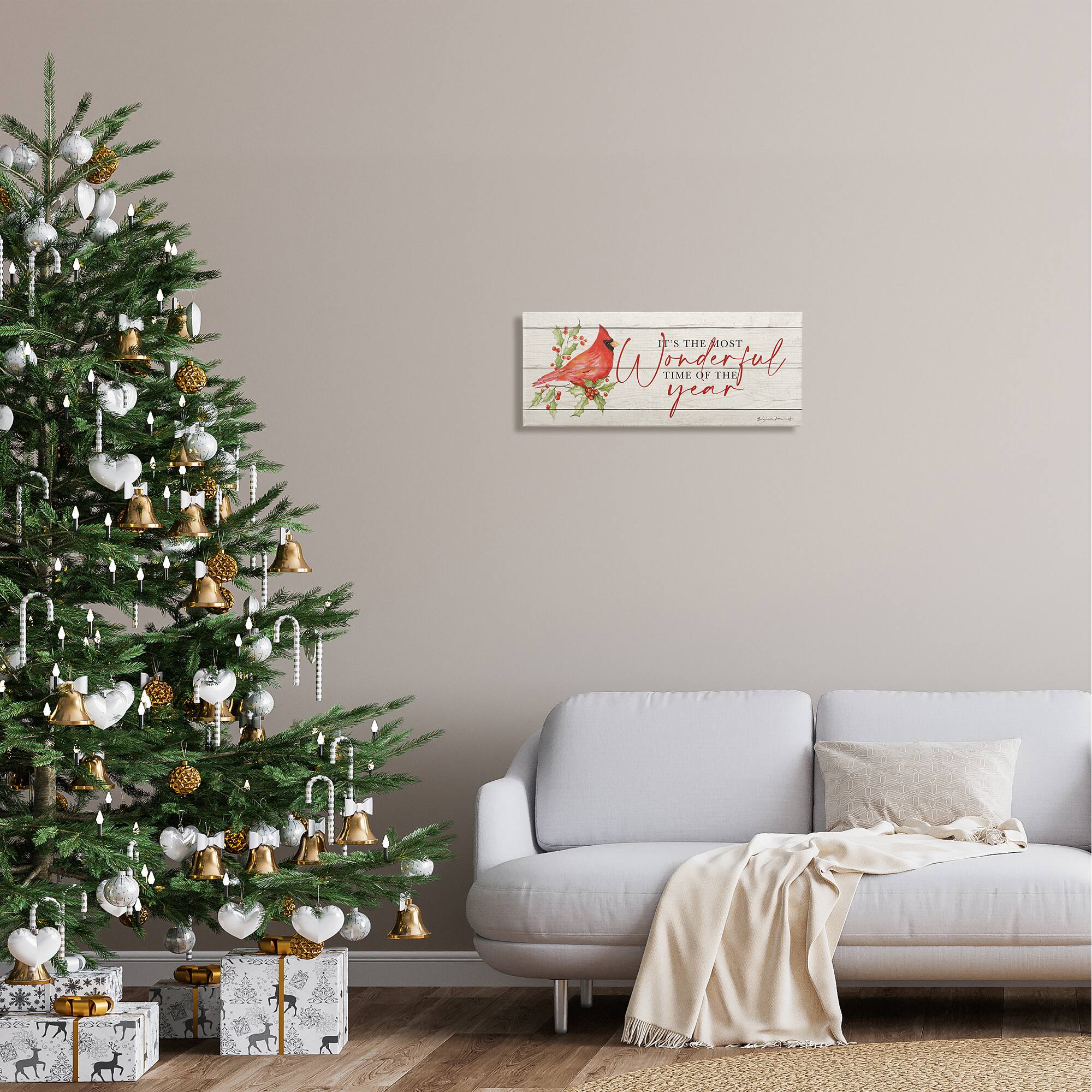Stupell Industries Most Wonderful Time Cardinal Canvas Wall Art